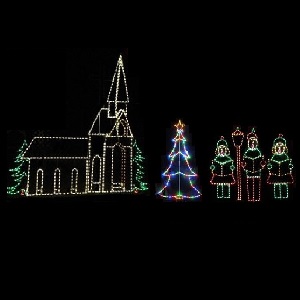 Church with Carolers LED Lighted Outdoor Commercial Christmas Scene Display