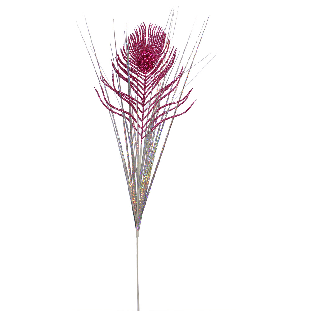 Fuchsia Peacock Fern Onion Grass Decorative Artificial Christmas Spray Set of 24