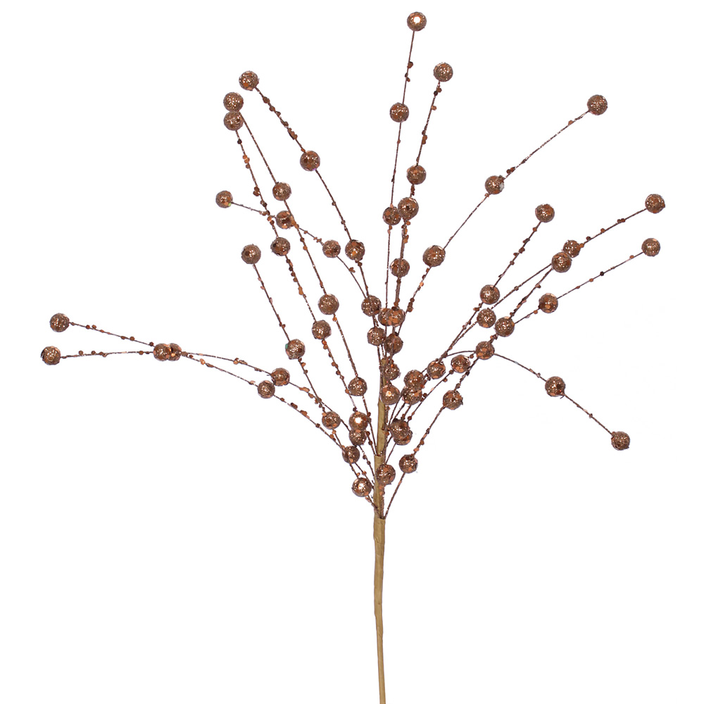 Chocolate Brown Glitter Sequin Berry Decorative Artificial Christmas Spray
