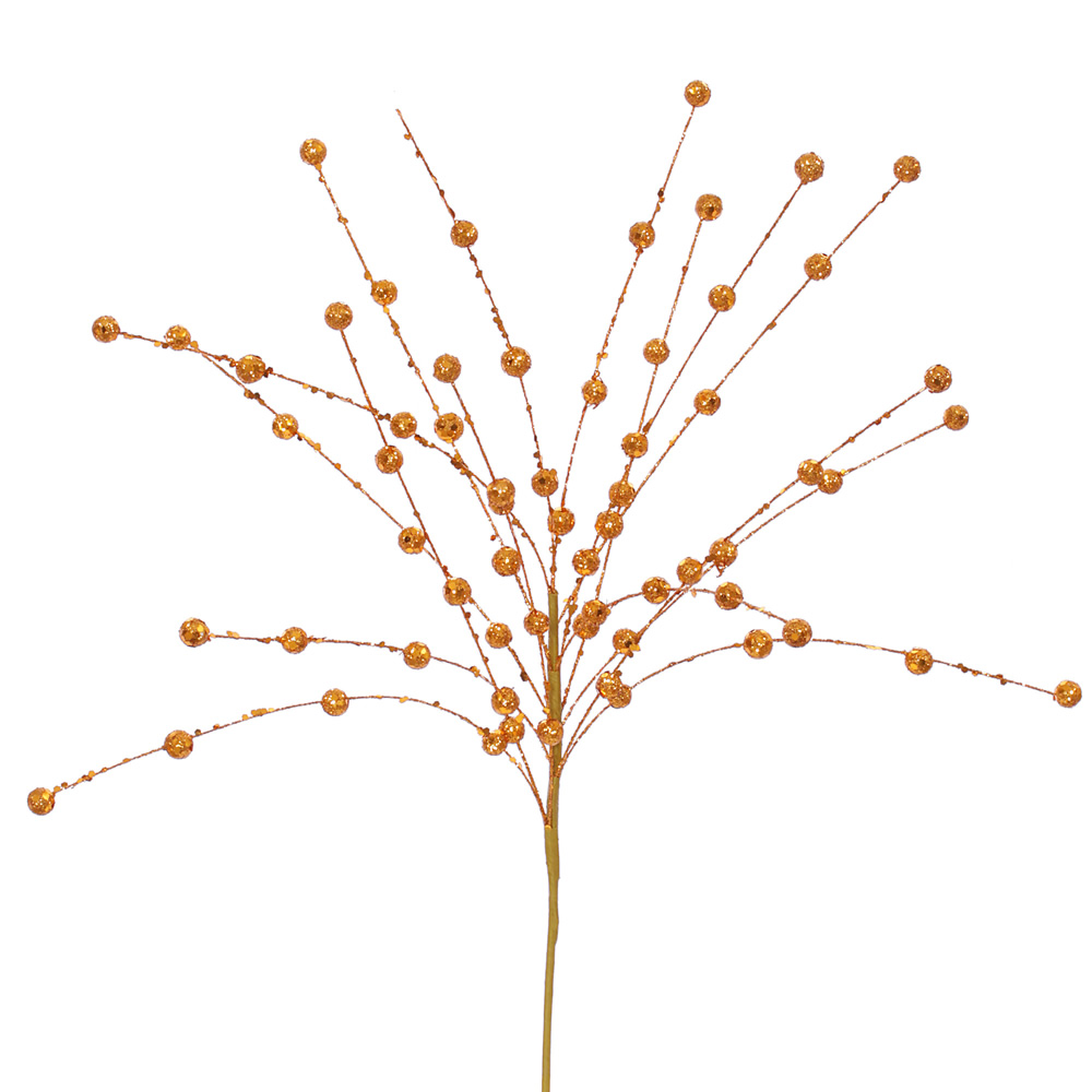 Burnish Orange Glitter Sequin Berry Decorative Artificial Christmas Spray