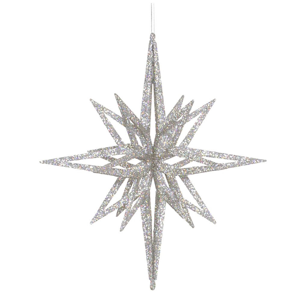 Christmastopia.com 12 Inch 3D Silver Iridescent Glow Glitter Star Christmas Ornament