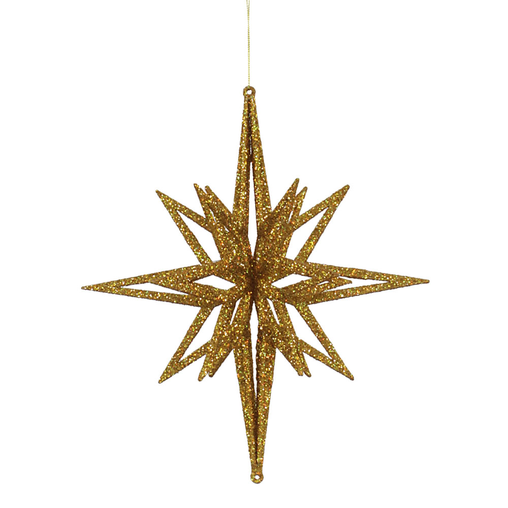 12 Inch 3D Gold Iridescent Glow Glitter Star Christmas Ornament