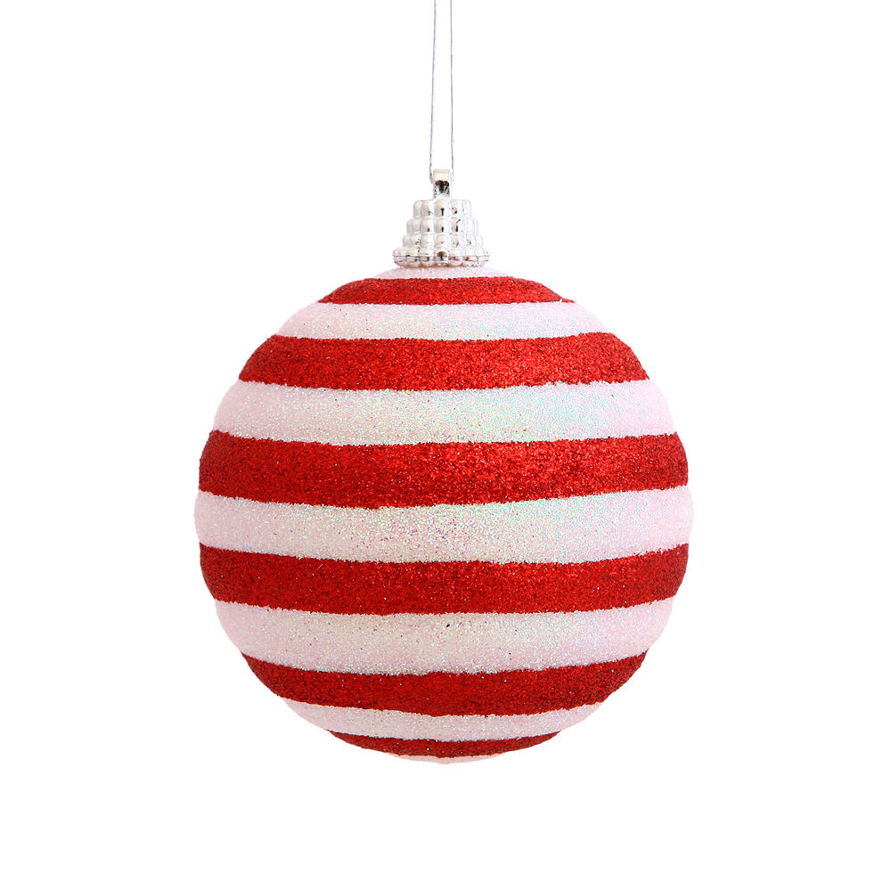 3 Inch Candy Cane Stripe Round Christmas Ball Ornament