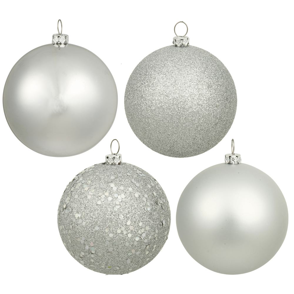 Christmastopia.com 12 Inch Silver Round Christmas Ball Ornament Assorted Finishes Shatterproof