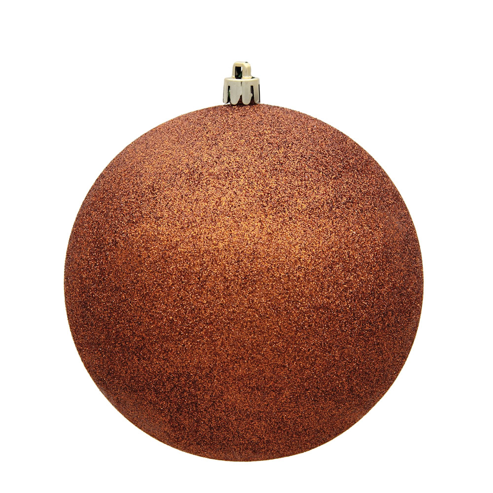 12 Inch Copper Glitter Round Christmas Ball Ornament Shatterproof UV