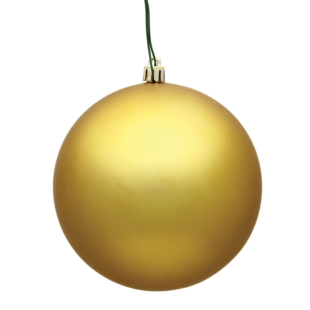15.75 Inch Golden Matte Round Christmas Ball Ornament Shatterproof UV