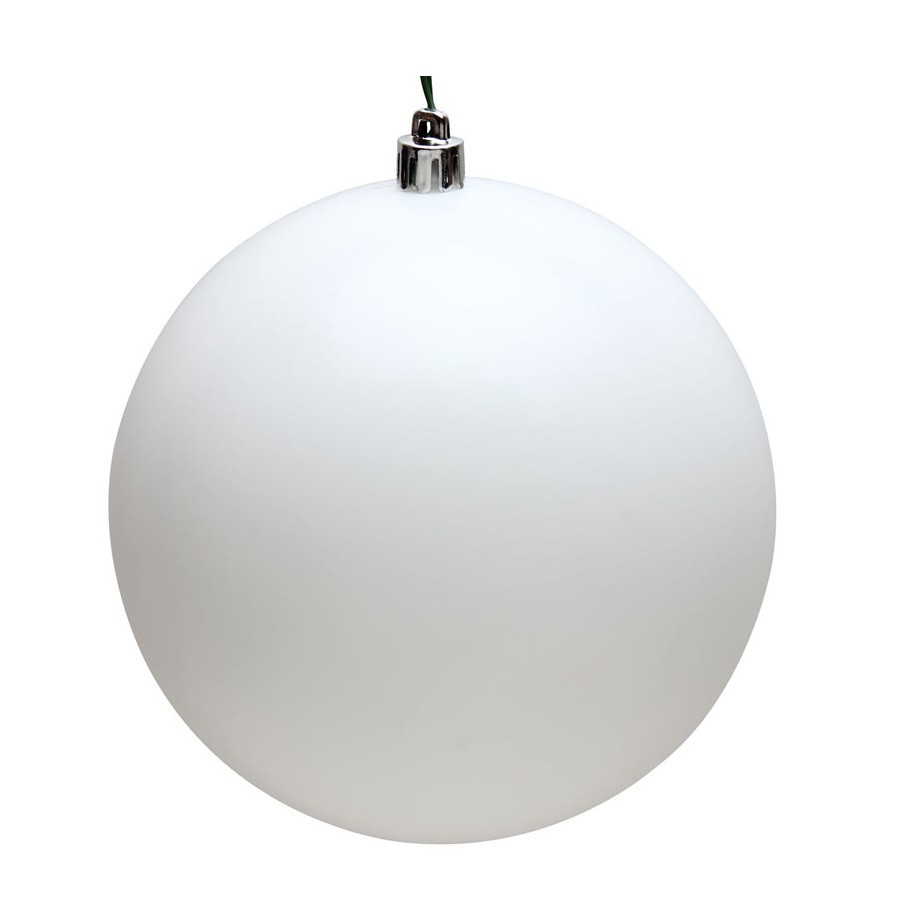 15.75 Inch Snow White Matte Round Christmas Ball Ornament Shatterproof UV