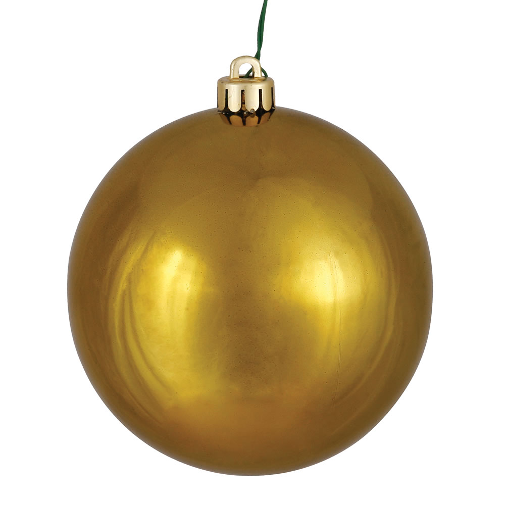 15.75 Inch Olive Shiny Round Christmas Ball Ornament Shatterproof UV