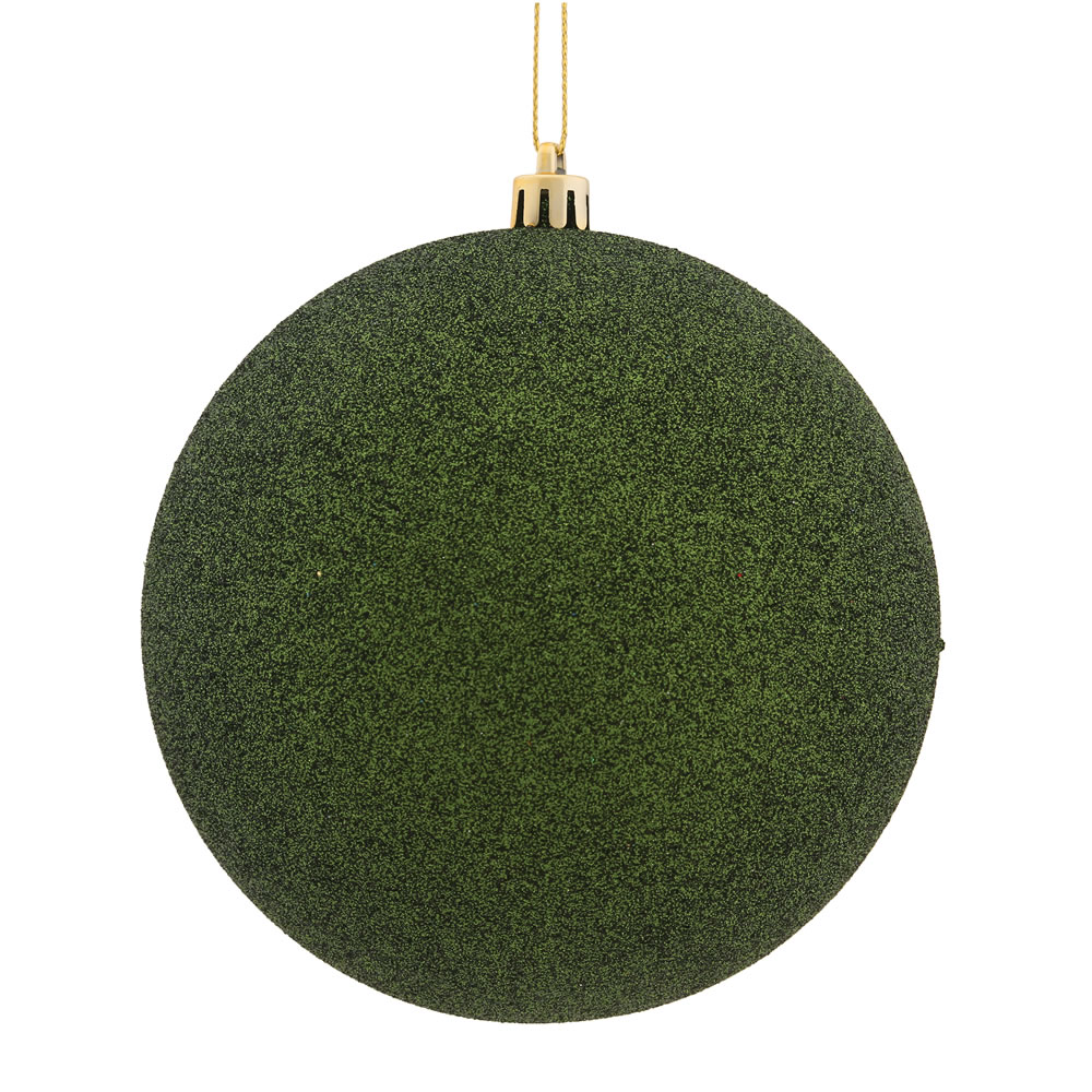 15.75 Inch Moss Green Glitter Round Christmas Ball Ornament Shatterproof UV