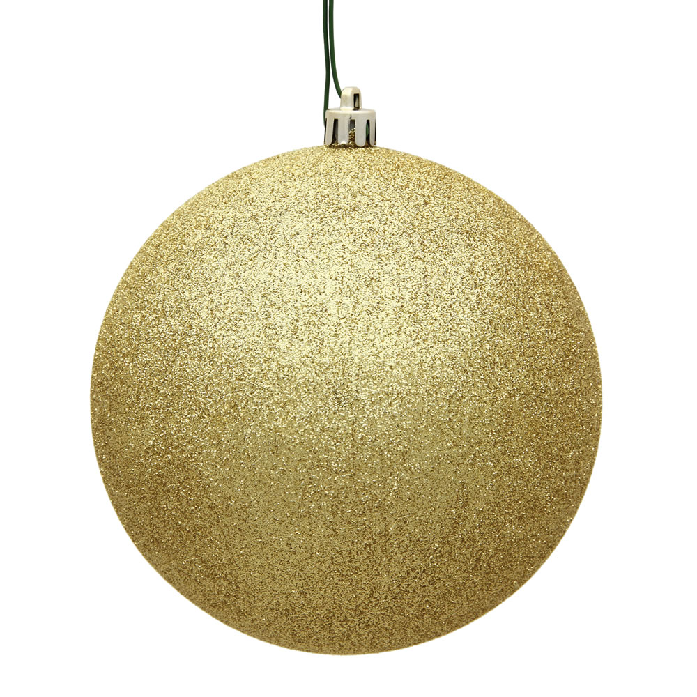 15.75 Inch Gold Glitter Round Christmas Ball Ornament Shatterproof UV