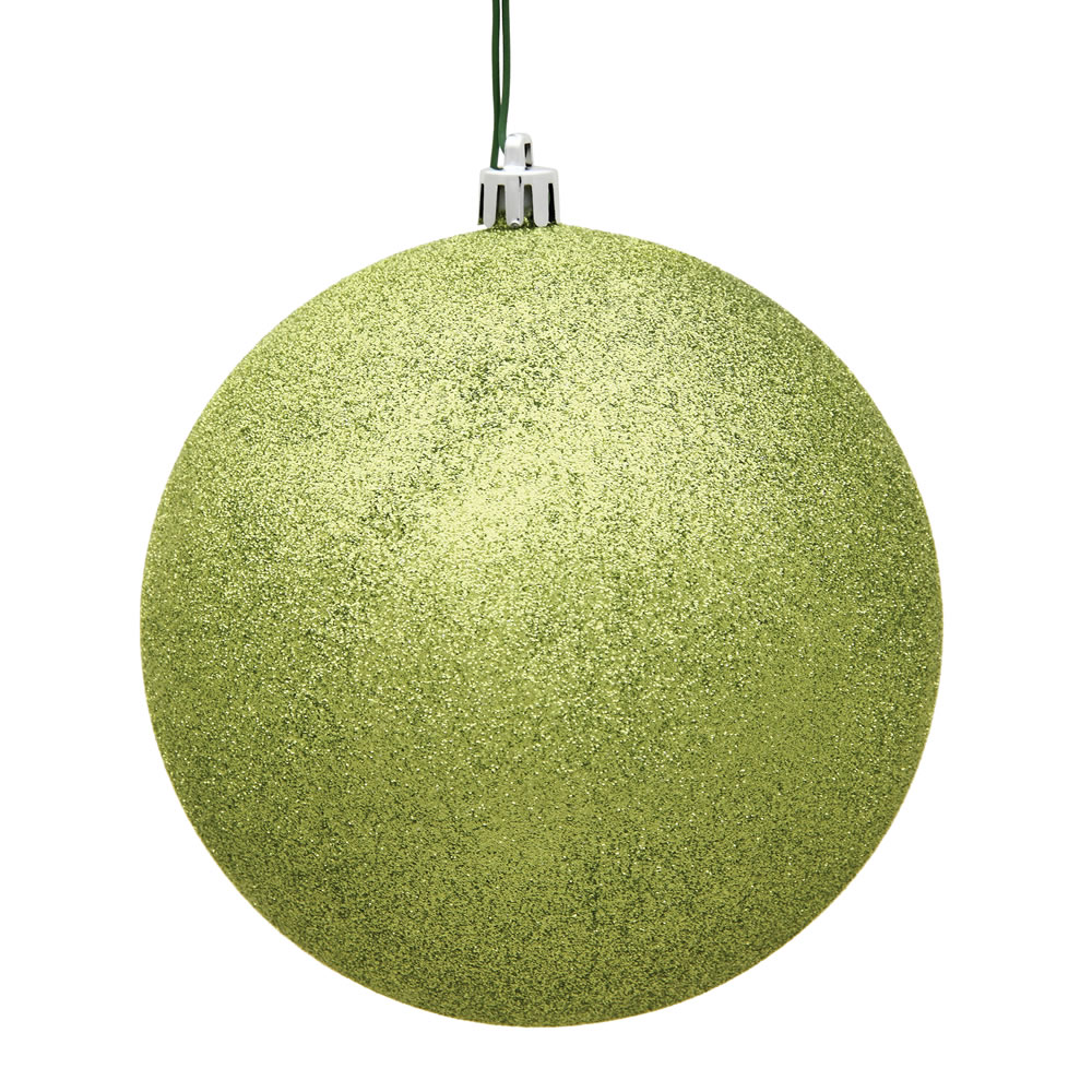 15.75 Inch Lime Glitter Round Christmas Ball Ornament Shatterproof UV
