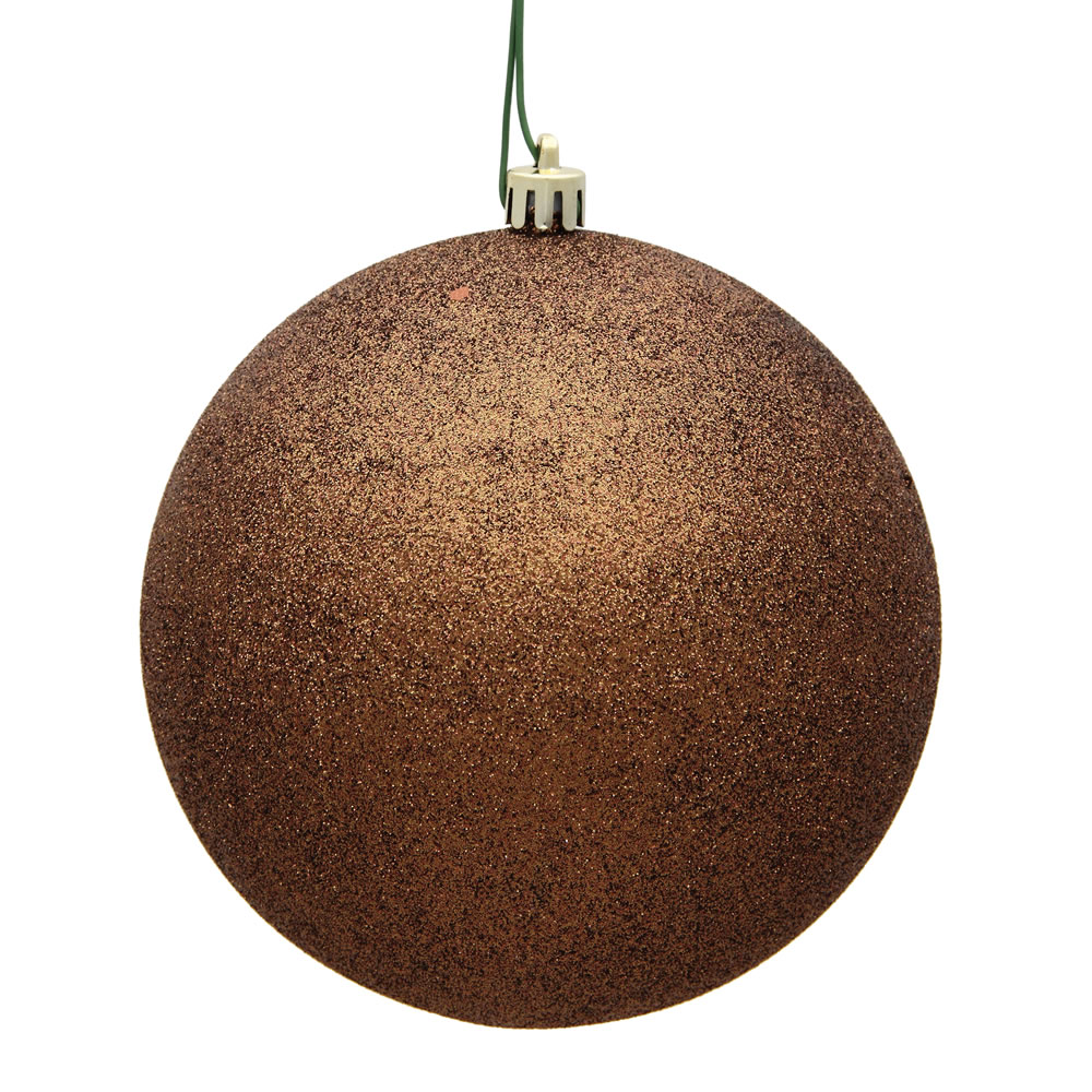 15.75 Inch Mocha Glitter Round Christmas Ball Ornament Shatterproof UV