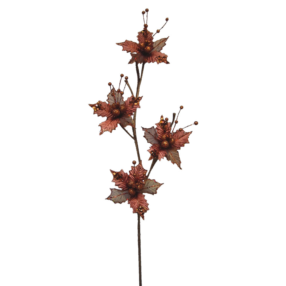 Chocolate Velvet Sheer Holly Decorative Artificial Christmas Floral Spray Set of 6