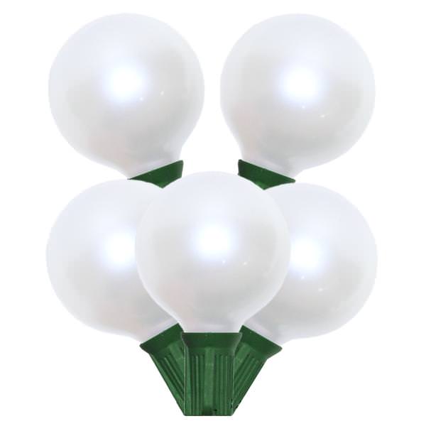 Christmastopia.com 15 Incandescent G50 Globe Pearl White C7 Socket Christmas Light Set Green Wire