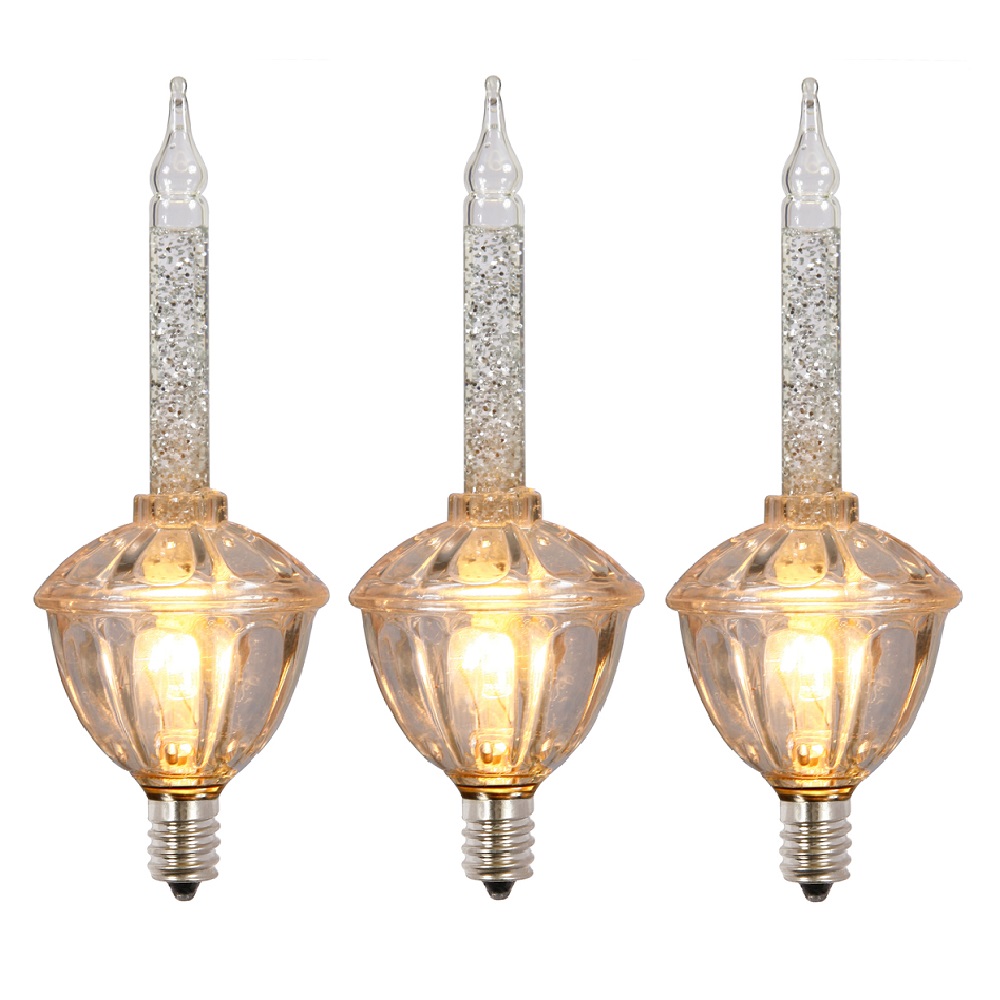 3 Incandescent C7 Clear Bubble Light with Glitter Replacement Bulbs