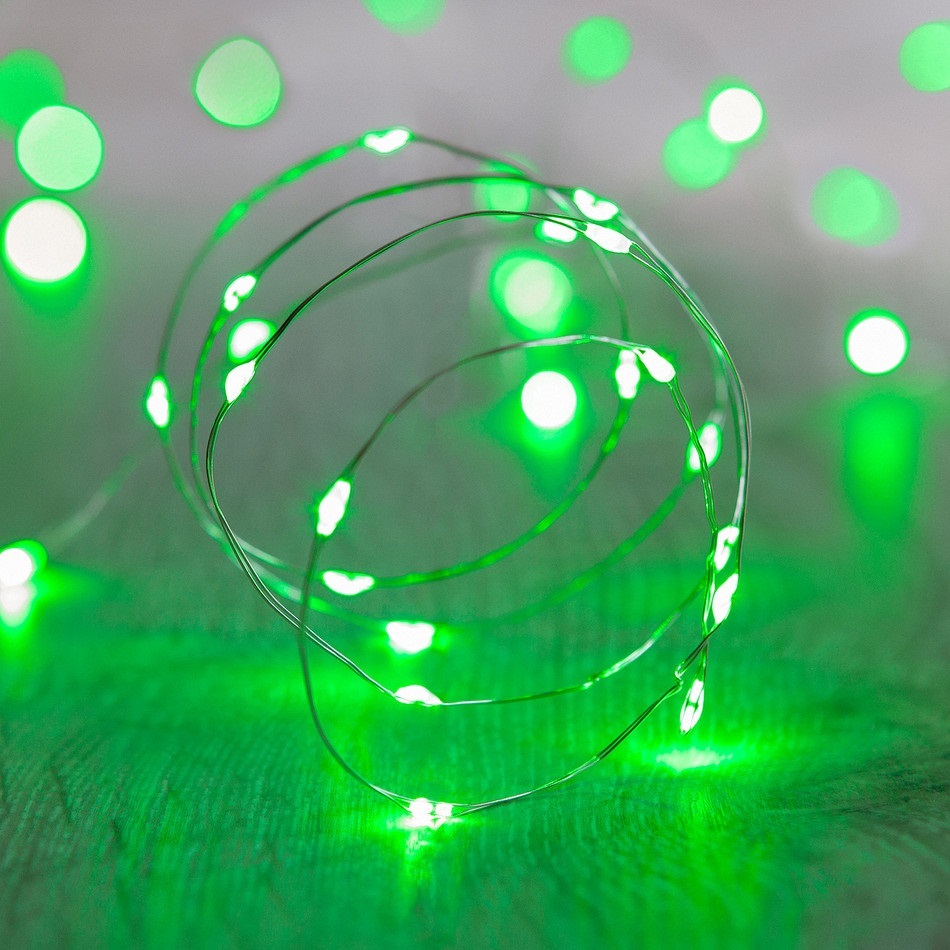 Christmastopia.com 60 Green LED Thin Wire Micro Lights Clear Wire