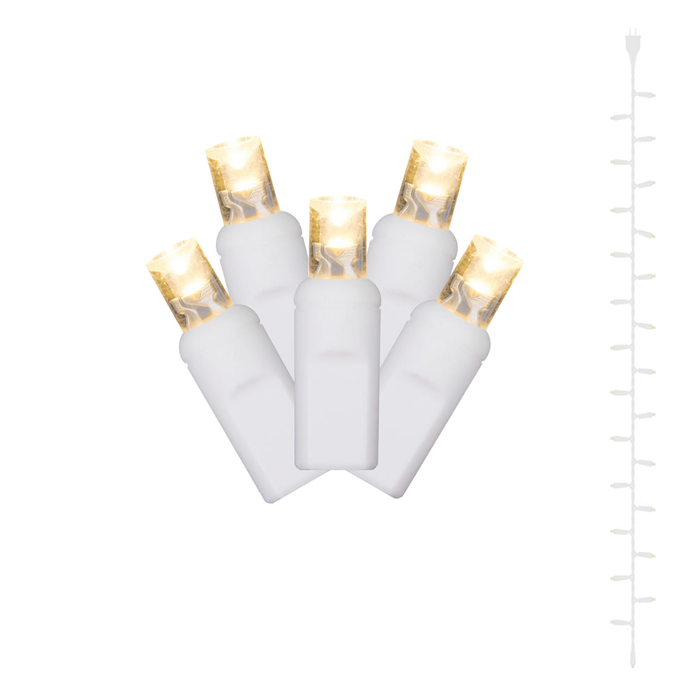 Christmastopia.com 25 LED 5MM Wide Angle Polka Dot Warm White Christmas Curtain Light String White Wire