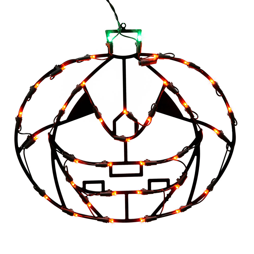 Jack O Lantern Pumpkin LED Lighted Window Halloween Decoration 35 LED 5MM Wide Angle Polka Dot Lights