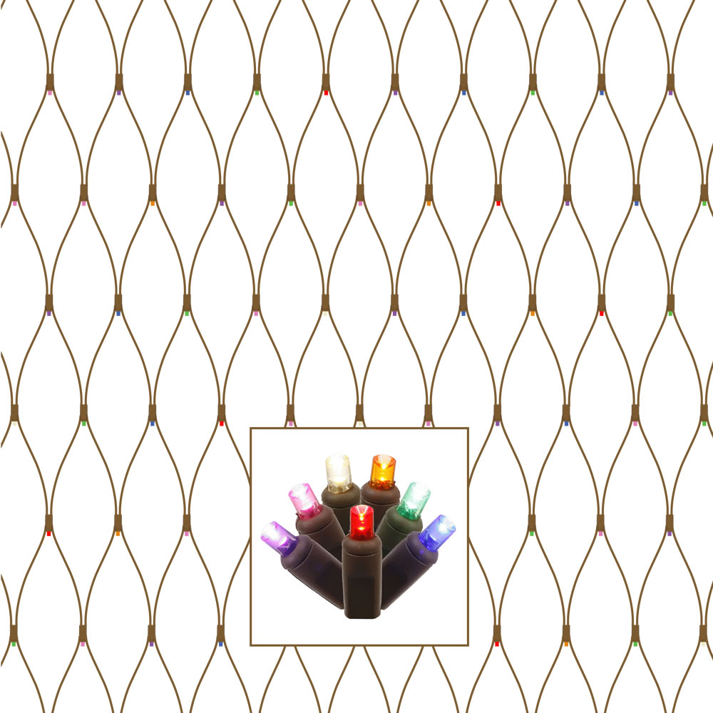 Christmastopia.com 150 LED 5MM Wide Angle Polka Dot Multi Color Tree Trunk Net Light Set Brown Wire