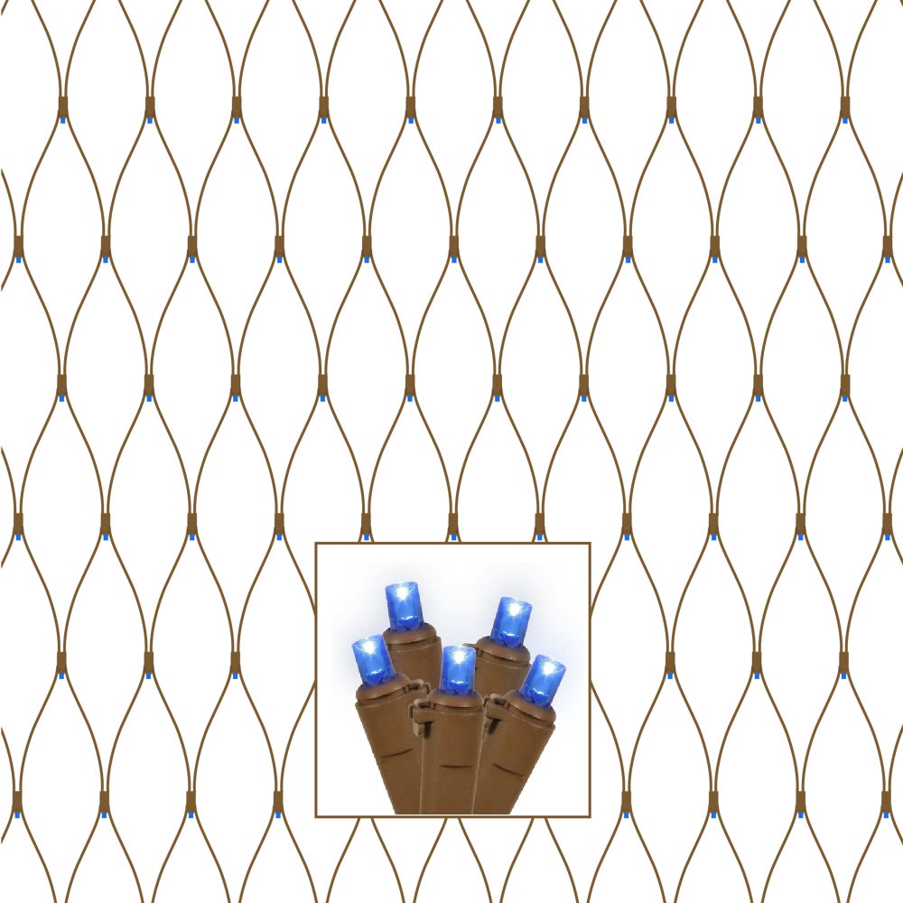 Christmastopia.com 150 LED 5MM Wide Angle Polka Dot Blue Tree Trunk Net Light Set Brown Wire