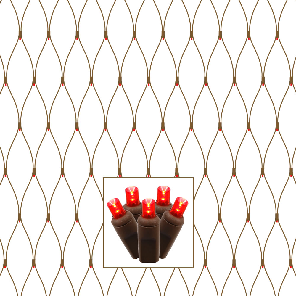 Christmastopia.com 150 LED 5MM Wide Angle Polka Dot Red Tree Trunk Net Light Set Brown Wire