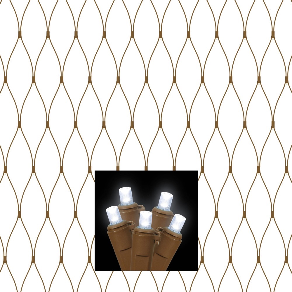 Christmastopia.com 150 LED 5MM Wide Angle Polka Dot Cool White Tree Trunk Net Light Set Brown Wire