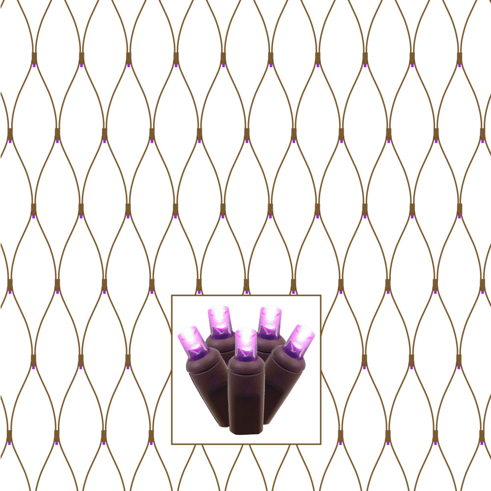 Christmastopia.com 150 LED 5MM Wide Angle Polka Dot Purple Halloween Tree Trunk Net Light Set Brown Wire