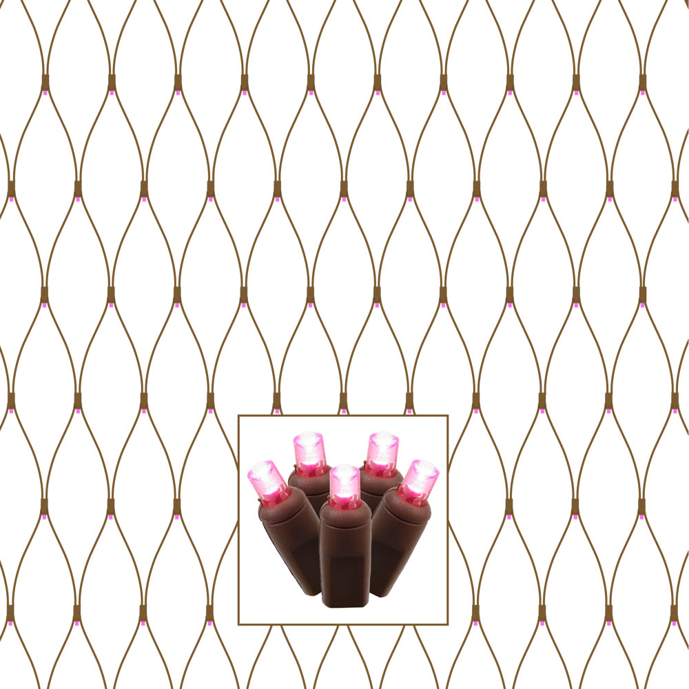 Christmastopia.com 150 LED 5MM Wide Angle Polka Dot Pink Tree Trunk Net Light Set Brown Wire