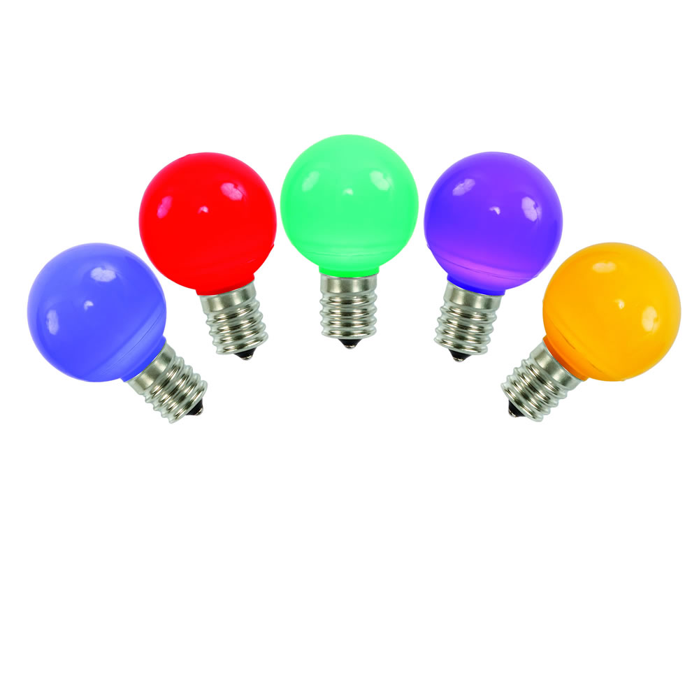 Christmastopia.com 5 LED G50 Globe Multi Color Ceramic Retrofit C9 Socket Christmas Replacement Bulbs