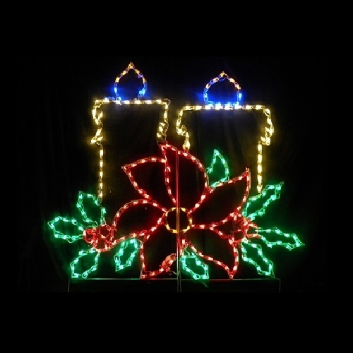 Christmas Candles With Poinsettia Outdoor Christmas Decoration