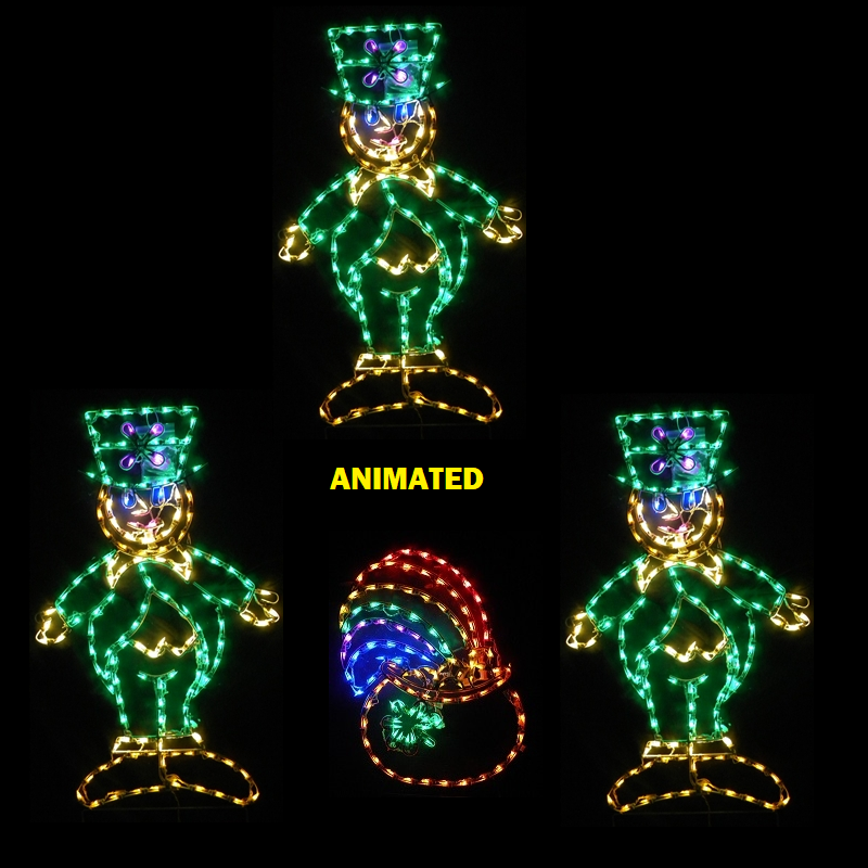 Leprechauns Dancing Around A Pot Of Gold LED Lighted Outdoor Saint Patricks Day Decoration