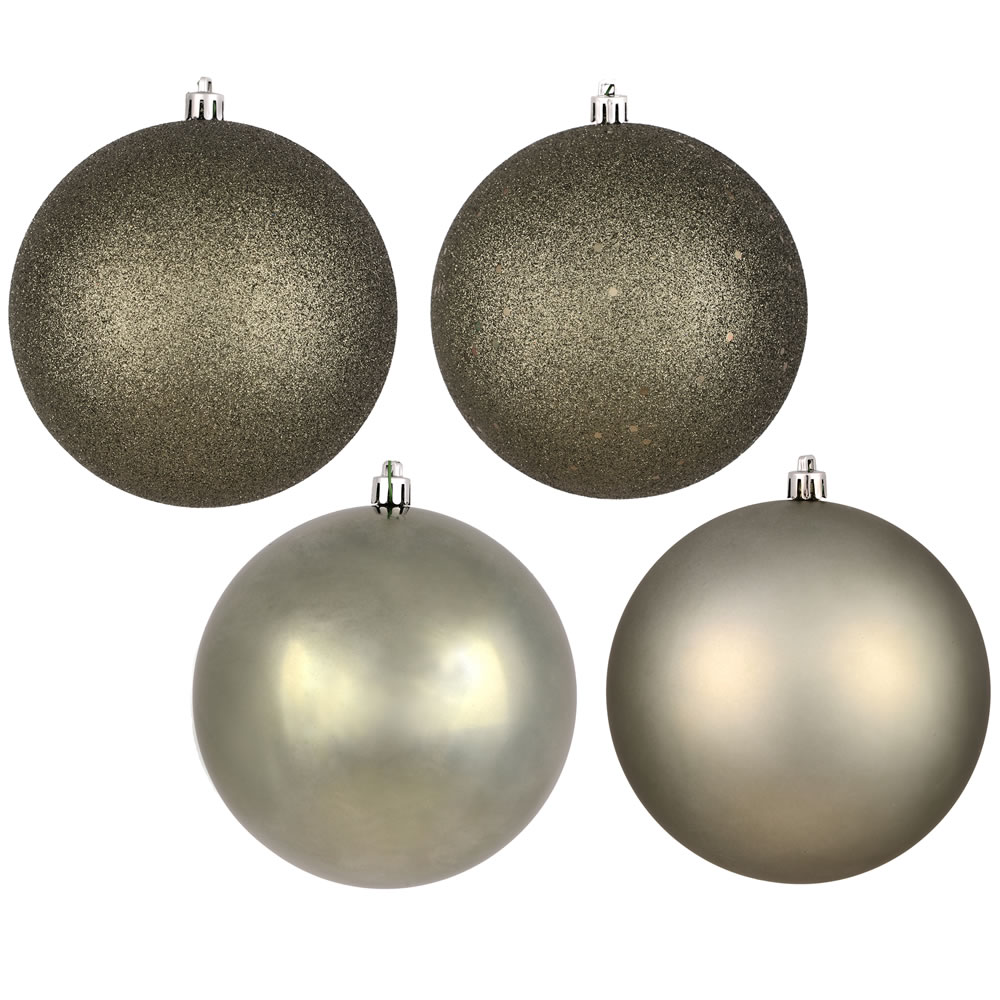12 Inch Wrought Iron Round Christmas Ball Ornament Shatterproof Set of 4 Assorted Finishes