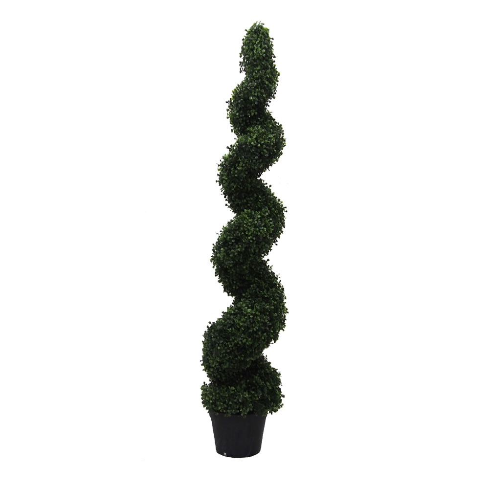 5 Foot Green Boxwood Spiral Topiary Artificial Potted Tree UV