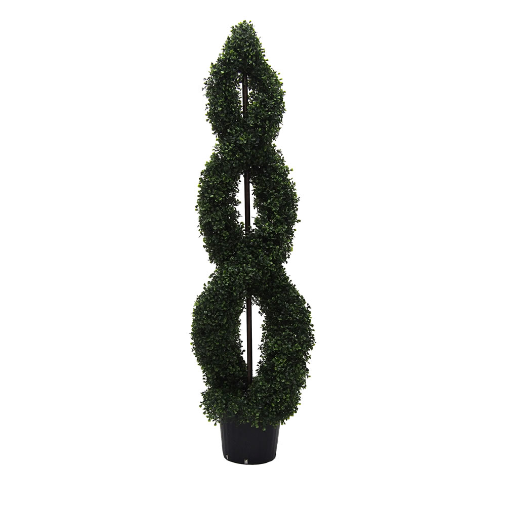 Christmastopia.com 5 Foot Green Boxwood Double Spiral Topiary Artificial Potted Tree UV