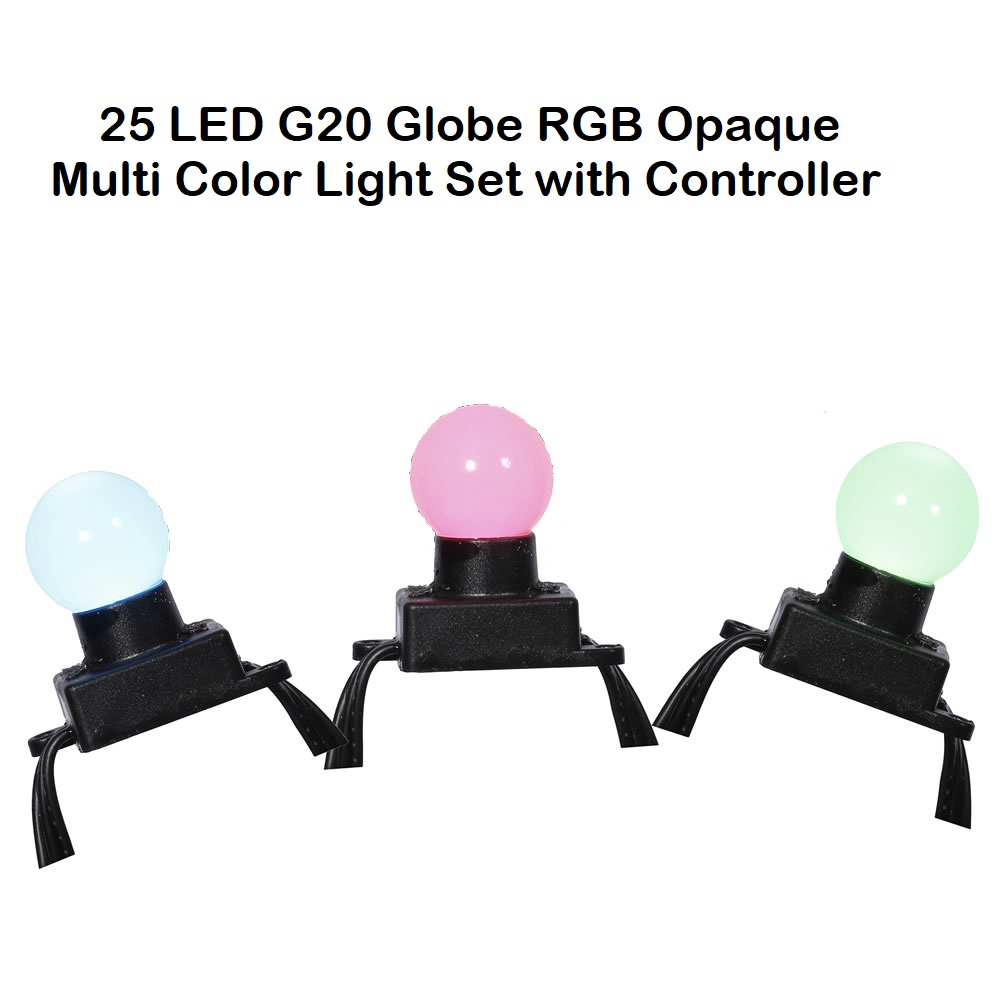 25 LED G20 Globe RGB Opaque Multi Color Light Set with Controller