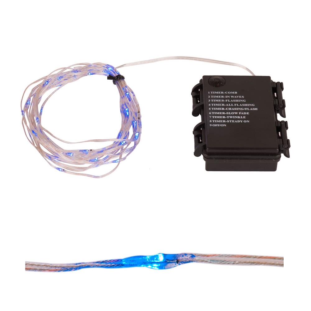 Christmastopia.com 35 Battery Operated LED Blue Micro Christmas Light Set with Timer