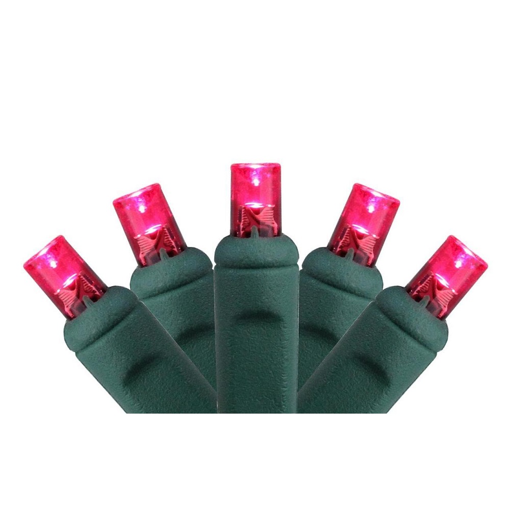 Christmastopia.com 100 Commercial Grade LED 5MM Wide Angle Polka Dot Magenta Christmas Light Set Green Wire