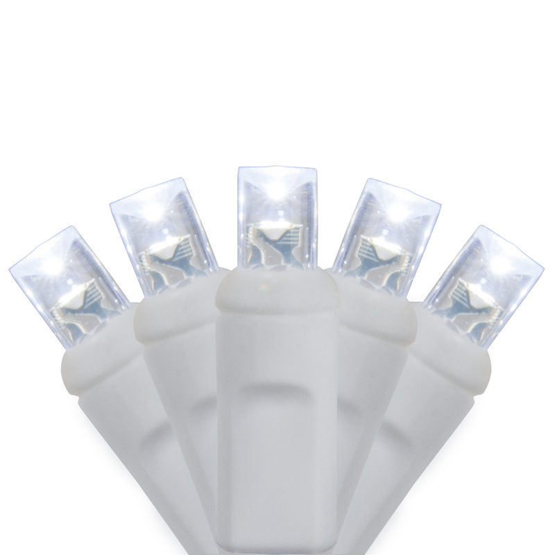 Christmastopia.com 100 Commercial Grade LED 5MM Wide Angle Polka Dot Cool White Christmas Light Set White Wire Polybag