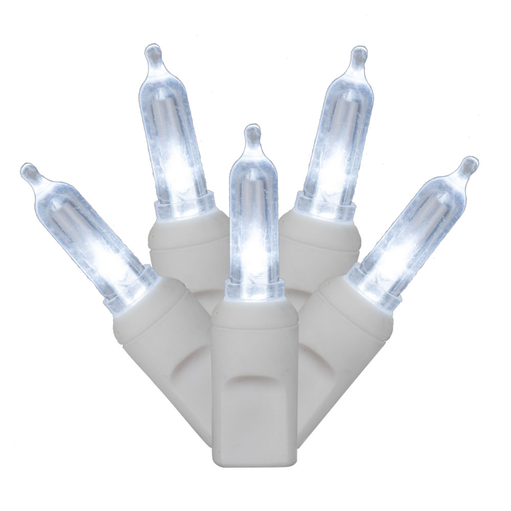 Christmastopia.com 100 Commercial Grade LED M5 Italian Smooth Cool White Christmas Mini Light Set White Wire Polybag