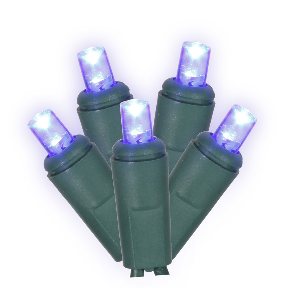 50 Commercial Grade LED 5MM Wide Angle Polka Dot Blue Twinkle Christmas Light Set