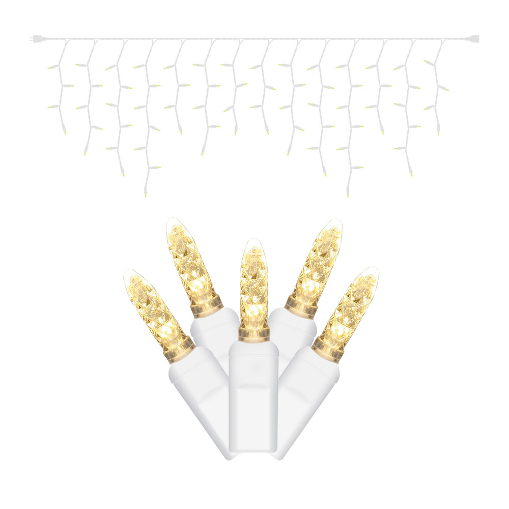 Christmastopia.com 70 Commercial Grade LED Italian M5 Faceted Twinkle Warm White Wedding Icicle Light Set White Wire