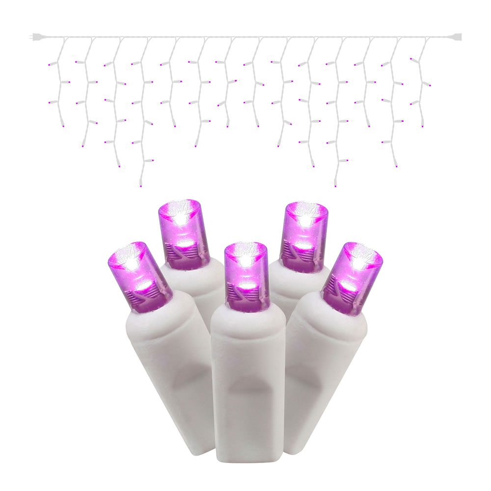 Christmastopia.com 70 LED 5MM Purple Wide Angle Icicle Easter Lights White Wire