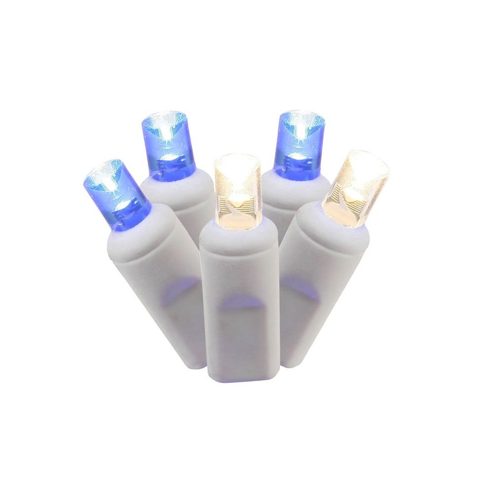 Christmastopia.com 50 Commercial Grade LED 5MM Blue And White Christmas Light Set White Wire