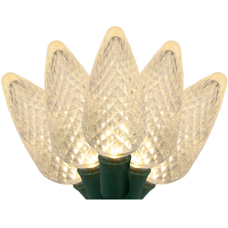 Christmastopia.com 25 LED Commercial Grade C9 Warm White Faceted Reflector Christmas Light Set Polybag