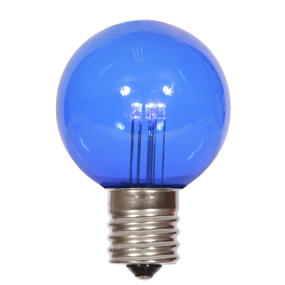 LED G50 Globe Blue Transparent Retrofit C9 E17 Socket Christmas Light Set Replacement Bulbs