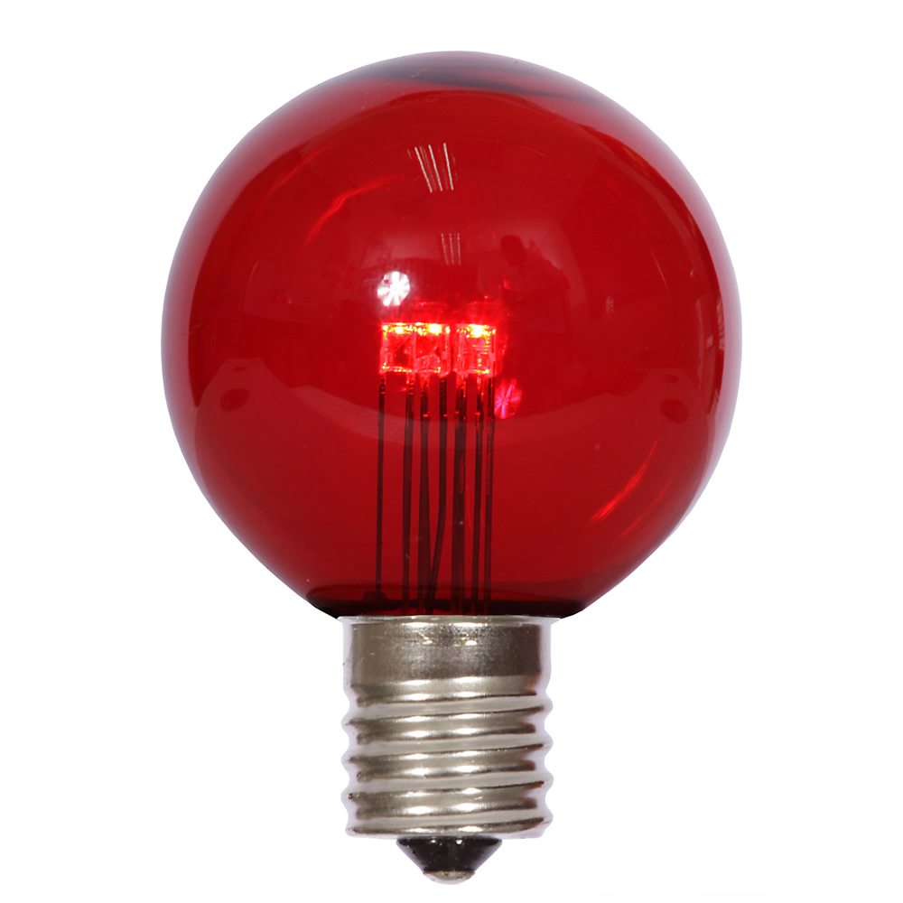 LED G50 Globe Red Transparent Retrofit C9 E17 Socket Christmas Light Set Replacement Bulbs
