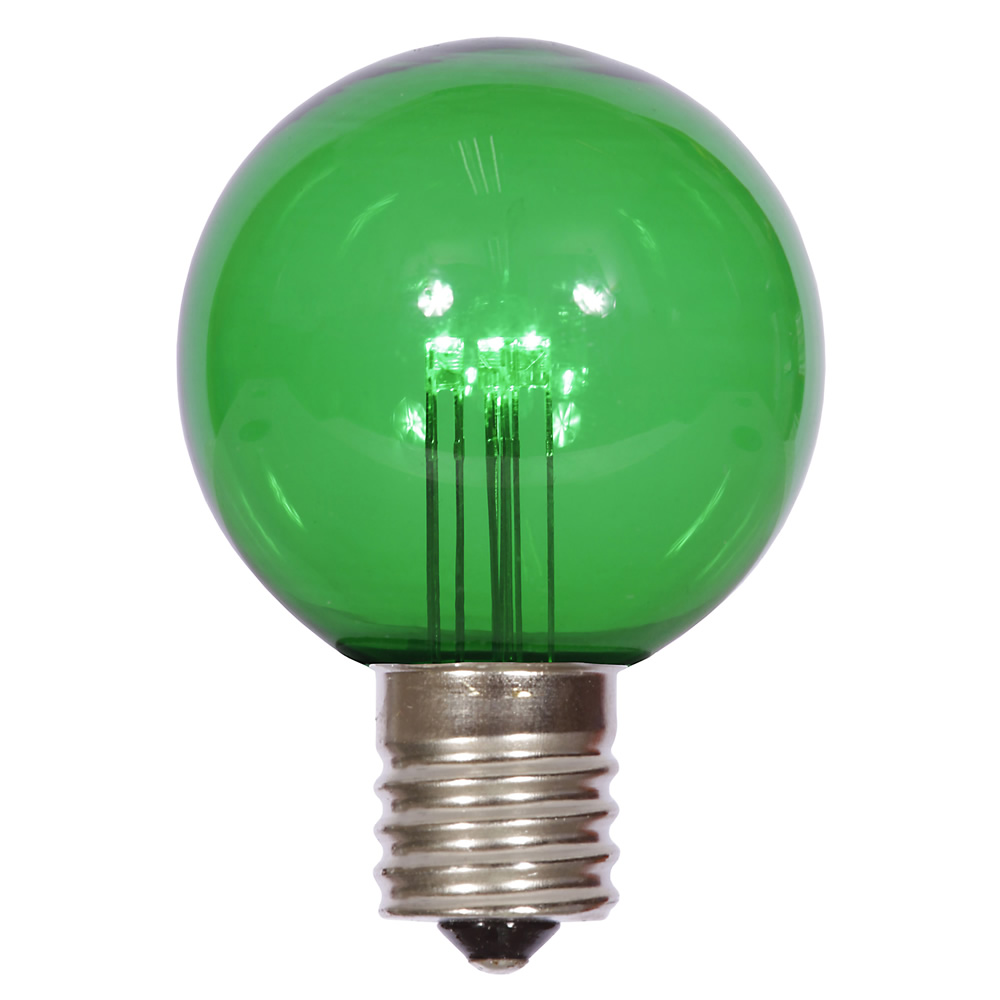 Christmastopia.com LED G50 Globe Green Transparent Retrofit C9 E17 Socket Christmas Light Set Replacement Bulbs