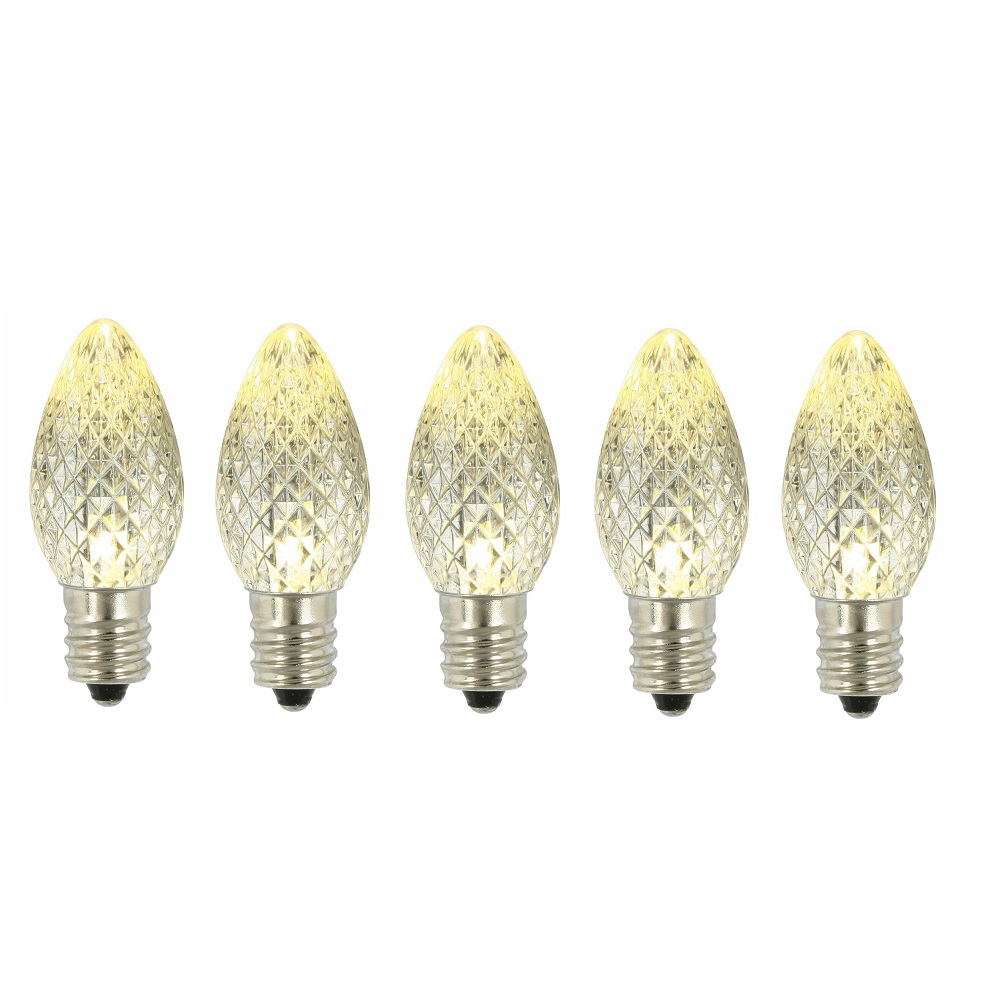 5 LED C7 Warm White Faceted Retrofit Night Light Christmas Replacement Bulbs