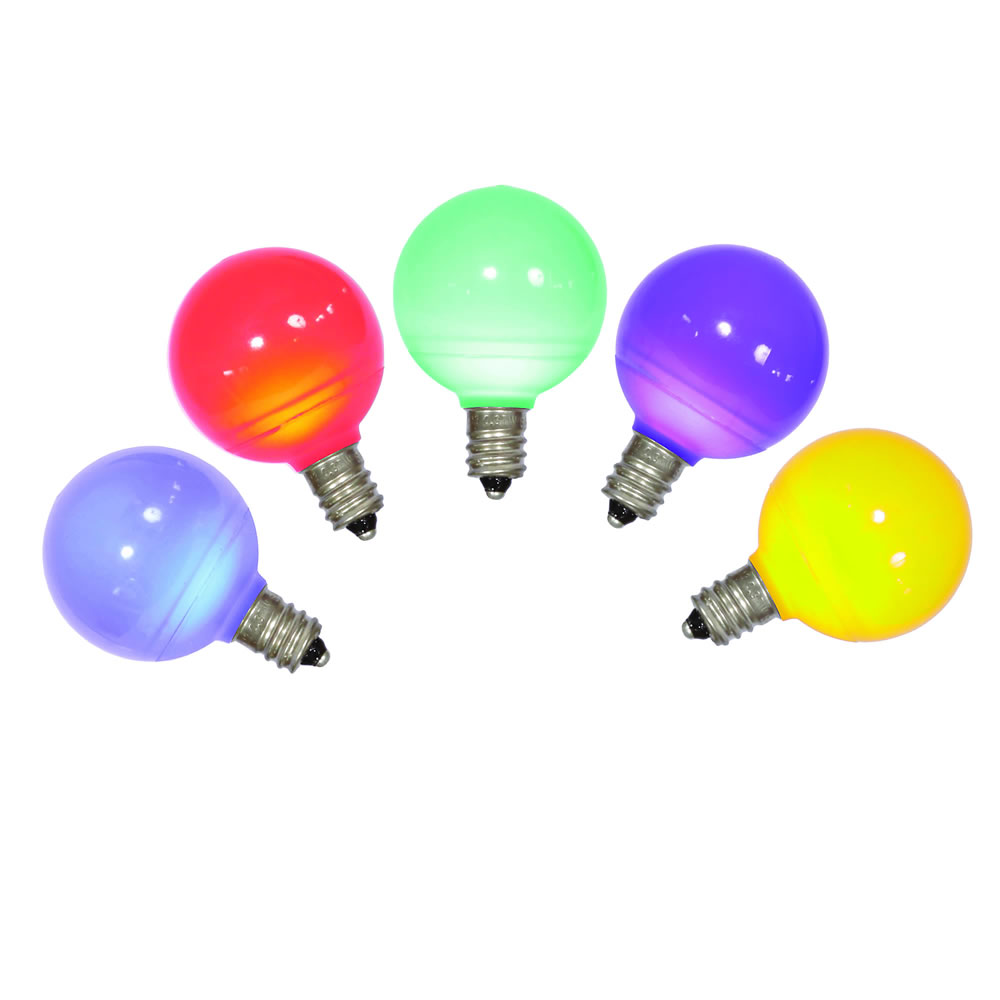 Christmastopia.com 5 LED G40 Globe Multi Color Ceramic Retrofit C7 Socket Christmas Replacement Bulbs