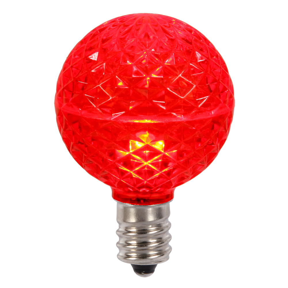 25 LED G50 Globe Red Faceted Retrofit E17 Socket Christmas Replacement Bulbs